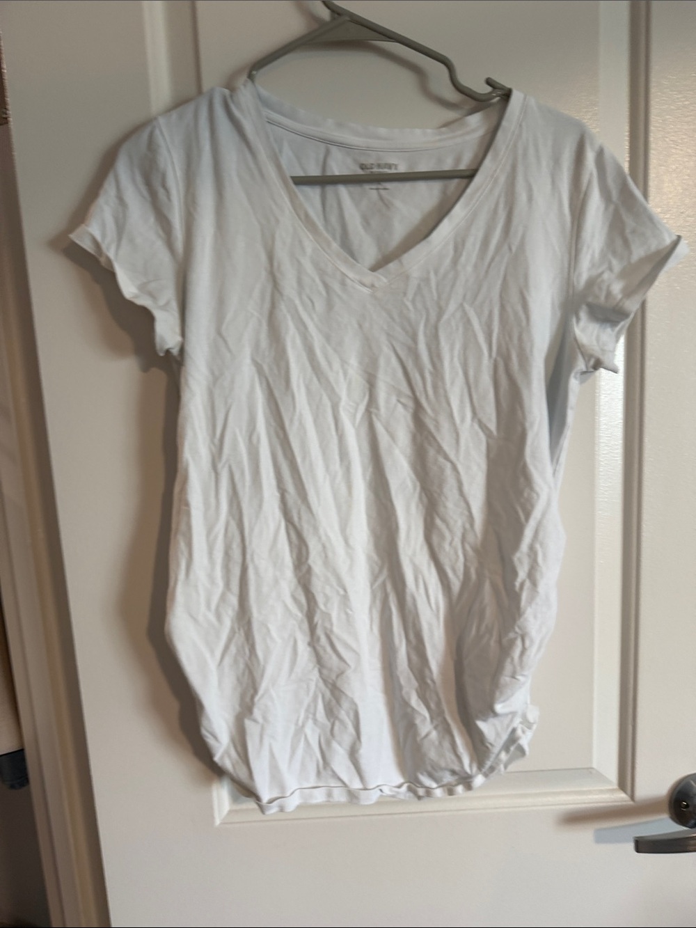 Classic Women's V-Neck maternity Tee - White